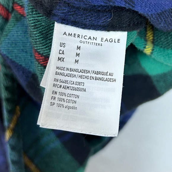 Men’s American Eagle Plaid Flannel Button Front Shirt / Medium - Picture 8 of 8